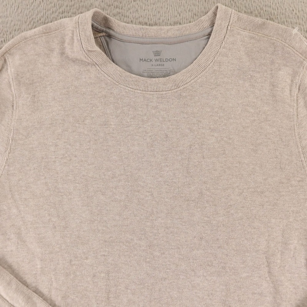 Mack Weldon Sweatshirt Mens XL Gray Beige Solid Cotton Crewneck - Picture 2 of 10